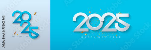 Simple and clean design with number 2025 for greeting and celebration of happy new year 2025. Premium vector design for new year 2025 banner, poster, template.