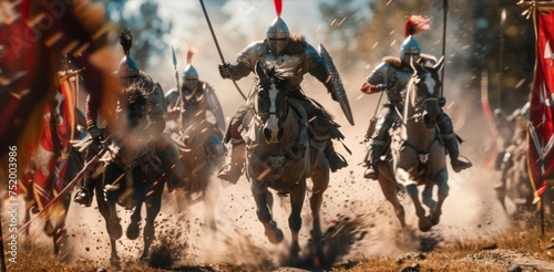 With speed and agility the Frankish warriors charge forward on their powerful warhorses leaving dust in their wake. © Justlight