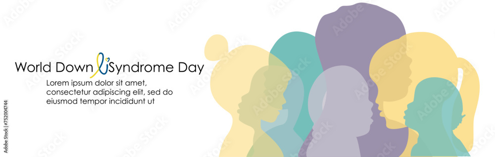 21 march World Down Syndrome Day, vector. Banner
