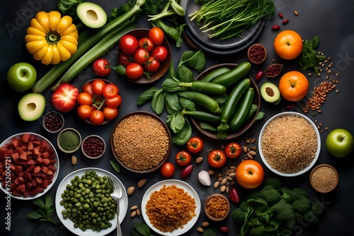 vegetables and fruits on table