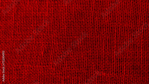 Red abstract Hessian or sackcloth fabric or hemp sack texture background.  Blanket or Curtain of cotton pattern with space for text decoration.