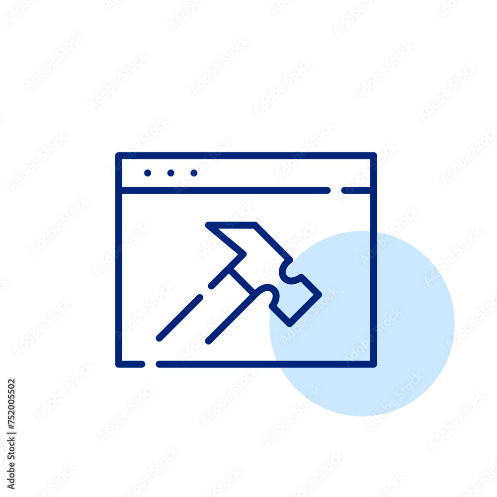 Web page and hammer representing browser maintenance symbol. Pixel perfect, editable stroke icon Web page and hammer representing browser maintenance symbol. Pixel perfect, editable stroke icon