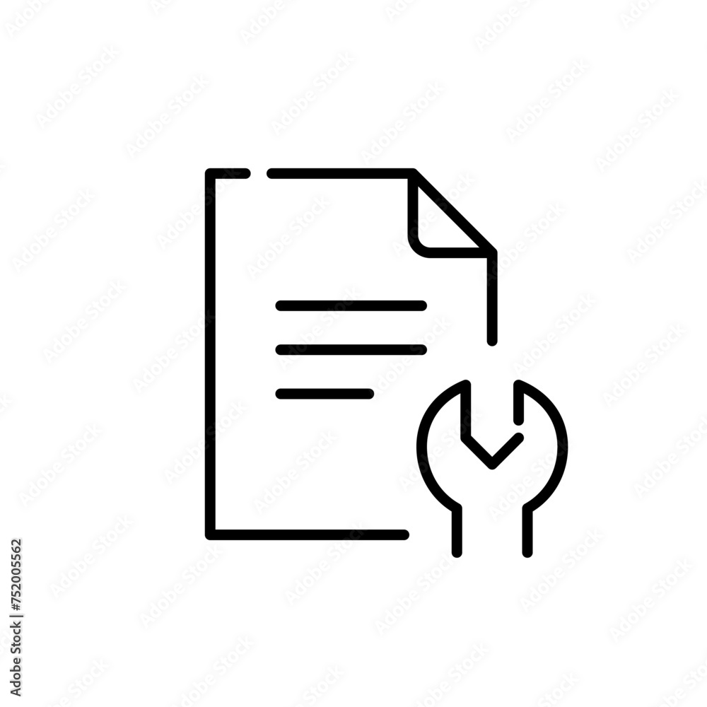 Digital file engineering toolkit. File symbol and wrench. Pixel perfect vector icon Digital file engineering toolkit. File symbol and wrench. Pixel perfect vector icon