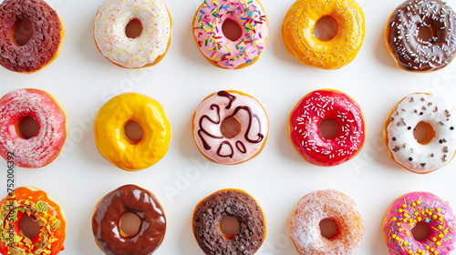 Assorted Glazed Doughnuts Arranged in a Circle
