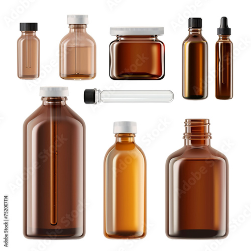 set of bottles isolated