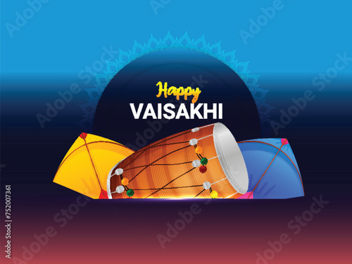 Happy baisakhi indian sikh festival greeting card