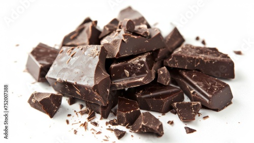 Dark chocolate on white background 