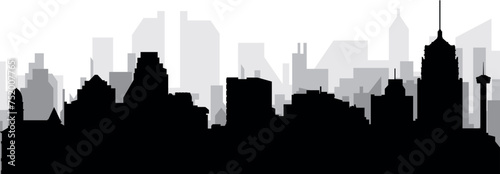Black cityscape skyline panorama with gray misty city buildings background of the SAN ANTONIO, UNITED STATES OF AMERICA