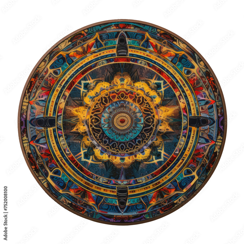 Antique Astral Mandala with Celestial Motifs and Rustic Textures