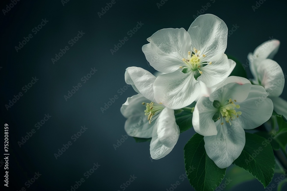 apple flowers on black background