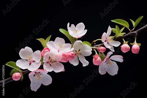 apple flowers on black background