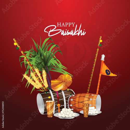 Happy baisakhi sikh festival greeting card