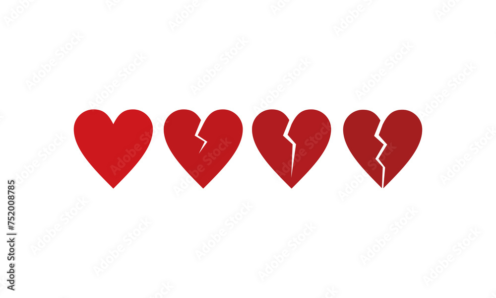 Red heart icons set vector
