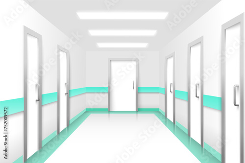 Hall with closed doors vector illustration scene