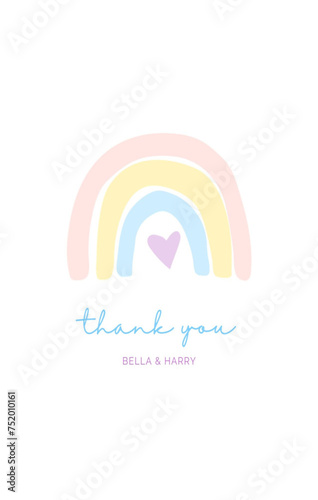 Thank you rainbow colors handwriting, Thank you! text on white background.	