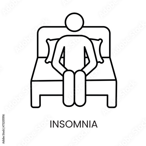 Diabetes symptom Insomnia line vector icon with editable stroke
