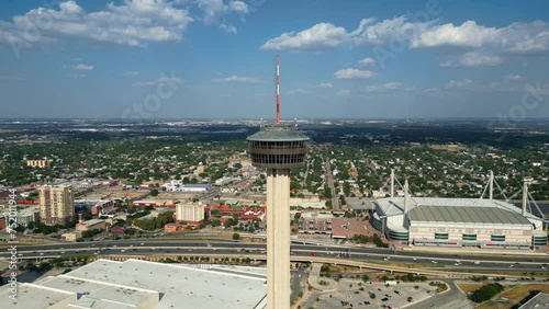 Panning around Observation Tower of the Americas with highway on background in San Antonio, Texas photo