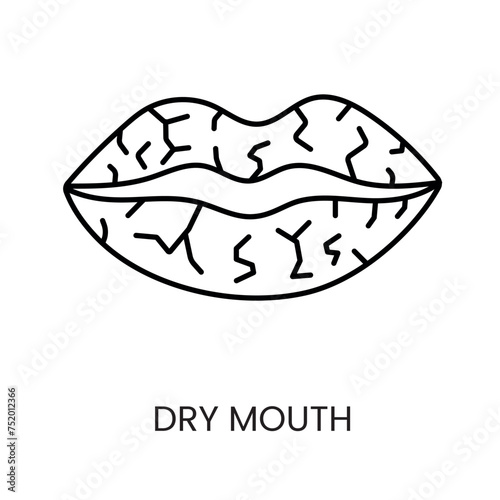 Diabetes symptom dry mouth line vector icon with editable stroke