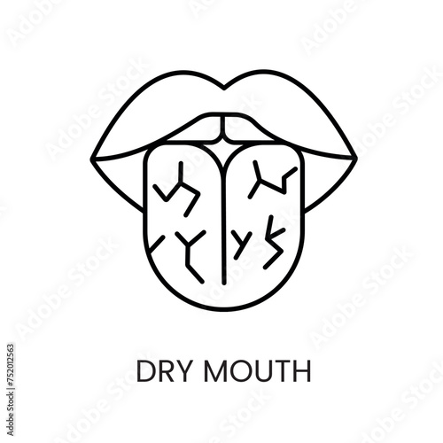 Diabetes symptom dry mouth line vector icon with editable stroke