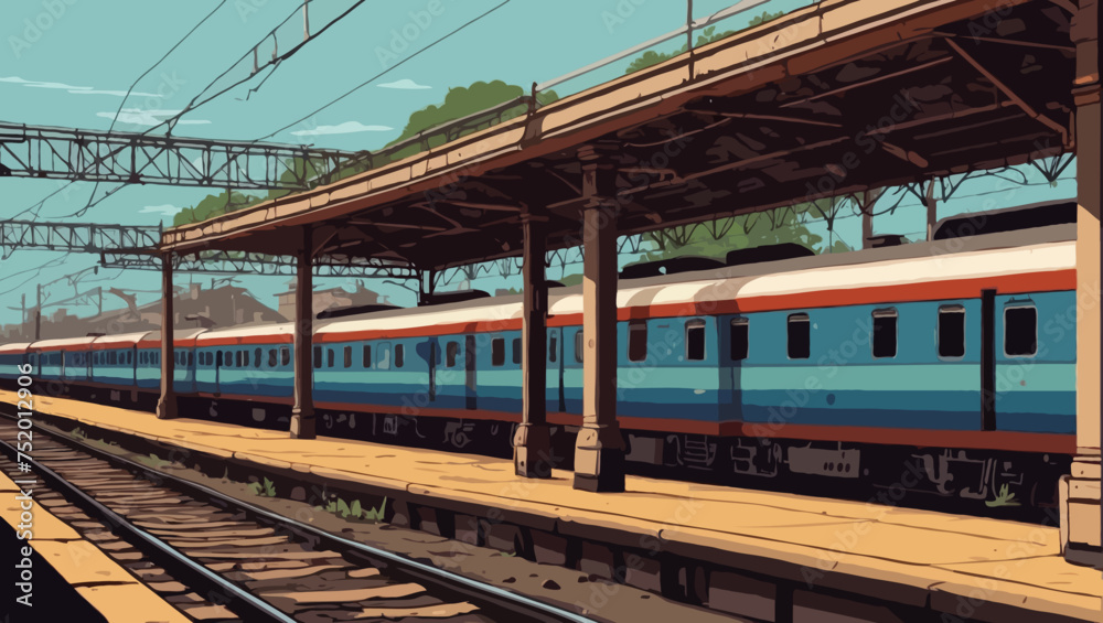 India train on the railway vector Generative Ai India train on the railway vector Generative Ai