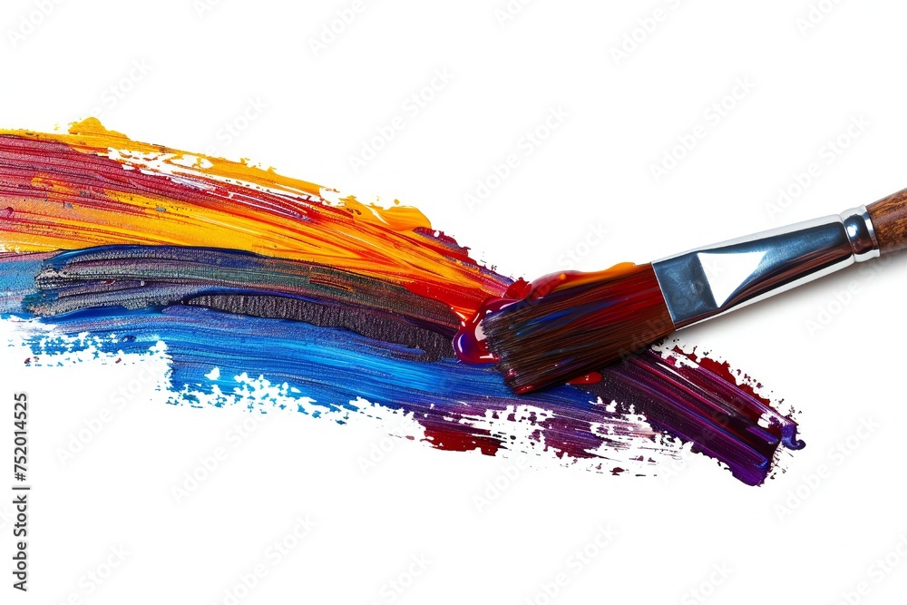 Fototapeta premium Paint brush stroke isolated on white background Generative Ai 