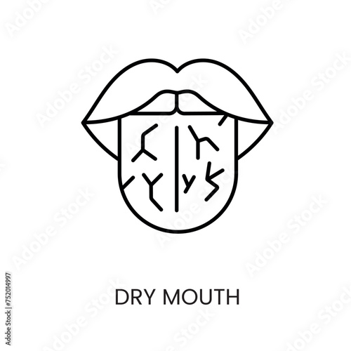 Diabetes symptom dry mouth line vector icon with editable stroke