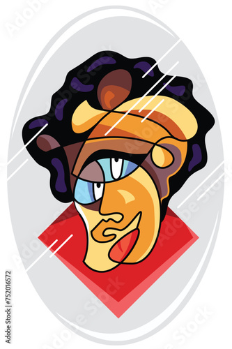 Cubism face in modern style...