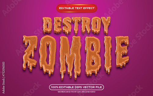 Editable text effect - destroy zombie 3d zombie text style