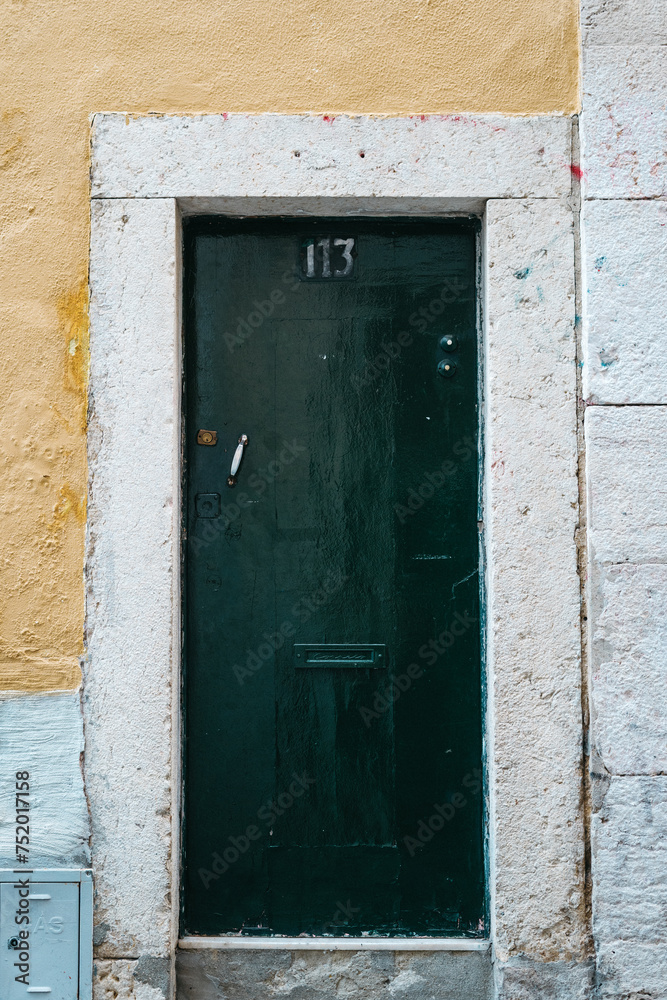 Vibrant old doors in Lisbon, Portugal 