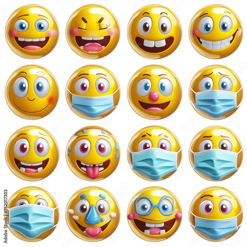 set of smileys with emotions set of smileys with emotions