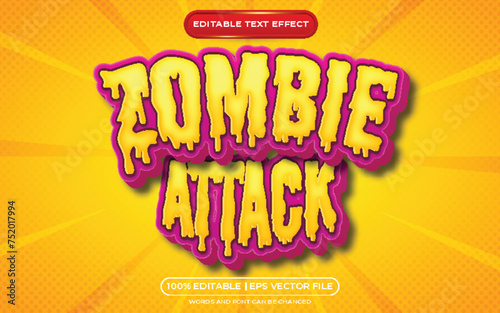Zombie attack editable text effect cartoon style