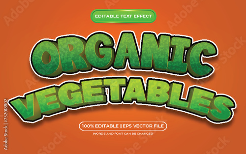 Organic vegetables editable text effect comic cartoon games style