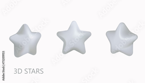 Silver or platinum 3D star icons vector illustration design.