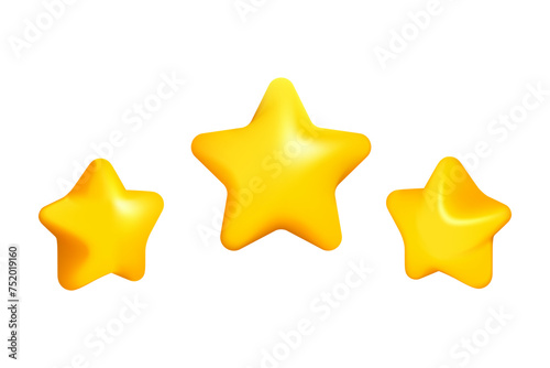 Three yellow 3D star icons vector illustration design.