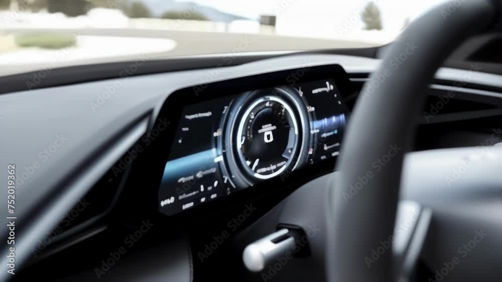 With its digital display the speedometer also showcases additional information such as fuel levels tire pressure and temperature providing a comprehensive view of the cars With its digital display the speedometer also showcases additional information such as fuel levels tire pressure and temperature providing a comprehensive view of the cars