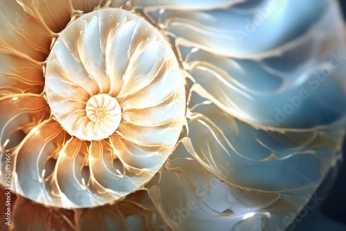 Abstract fractal. Fractal art background Nautilus shell for creative design. Decoration for wallpaper, closeup of a nautilus shell, Ai generated photo