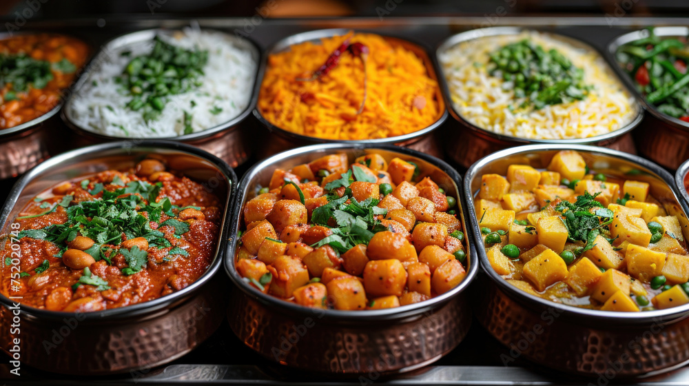 Buffet of Indian food, buffet food for events.