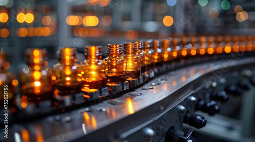 High-tech medical ampoule production line in action, showcasing the precision and cleanliness of modern pharmaceutical manufacturing in production factory.