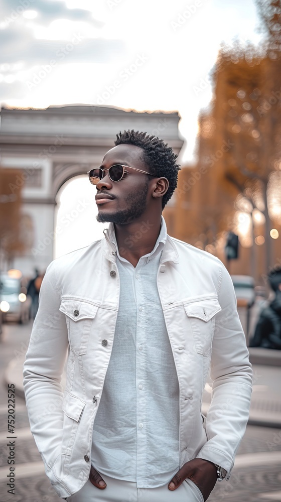 portrait of african american man in casual clothes walking on the street portrait of african american man in casual clothes walking on the street