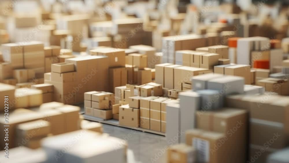 A detailed shot of a factorys shipping area with a large stack of boxes ready to be delivered. The factorys close proximity to customers allows for faster shipping times and A detailed shot of a factorys shipping area with a large stack of boxes ready to be delivered. The factorys close proximity to customers allows for faster shipping times and
