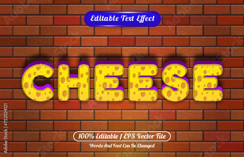 Cheese editable text effect 3d cartoon style