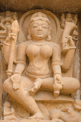 Sculptures on the outer wall of Laxman temple, Khajuraho, Madhya Pradesh, India, Asia.