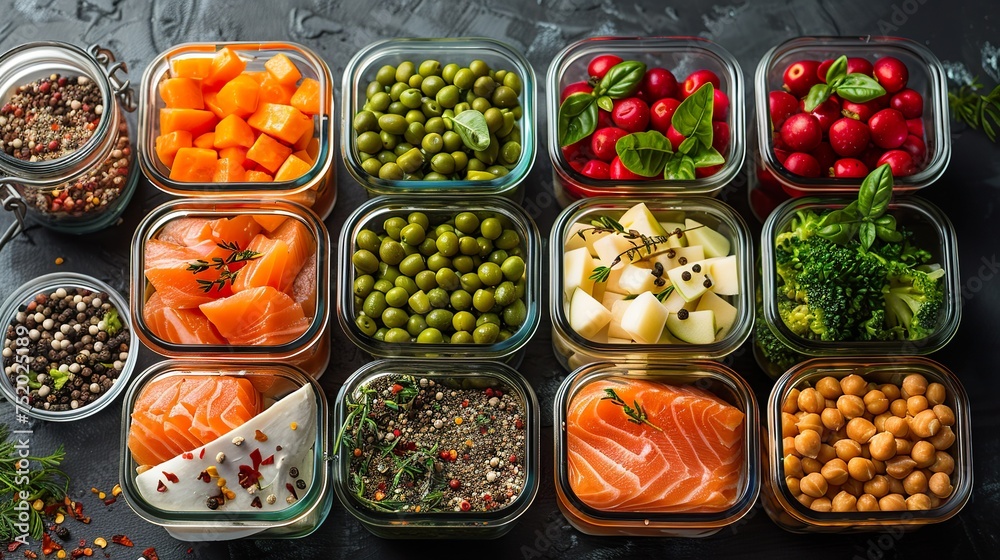 Healthy fitness meal prep with balanced nutrition