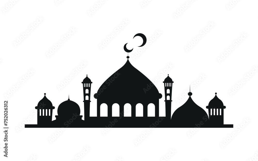 Vector illustration of a Muslim Mosque Silhouette.