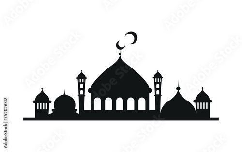 Vector illustration of a Muslim Mosque Silhouette.