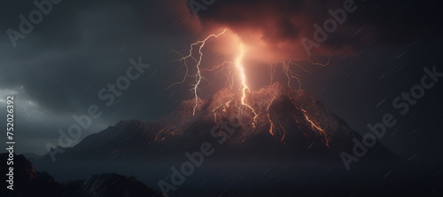 volcano eruption, mountain, lightning, disaster 29