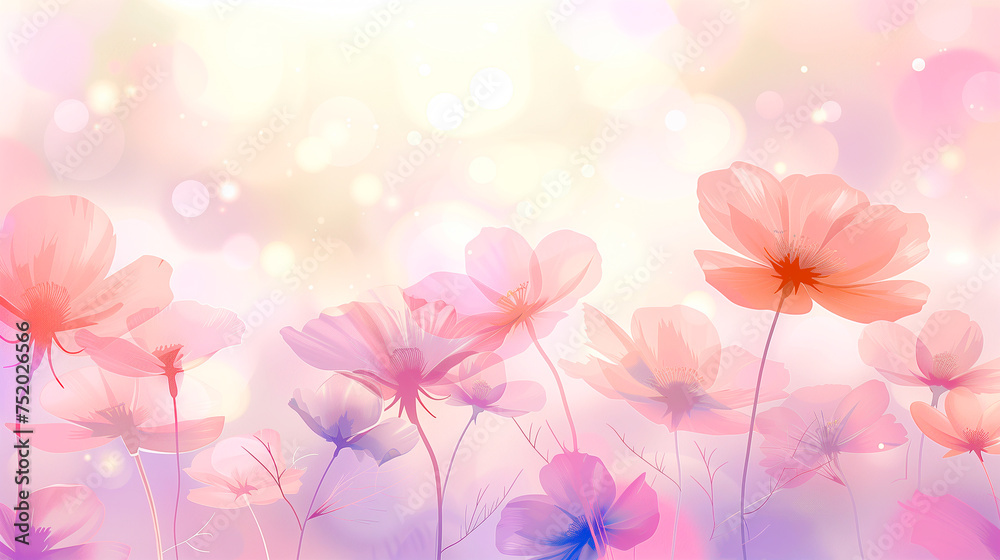 Watercolor of pink flowers on white background. Mother's Day, Valentine's Day concept.