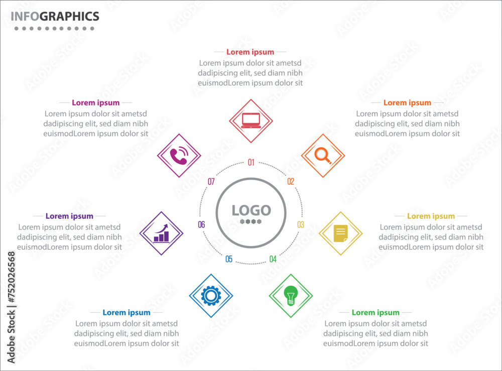 custom made wallpaper toronto digitalCircle infographic template with 7 options for presentations. Vector infographic design template. diagram, number options. Data visualization. Business concept with 7 steps, seven process.