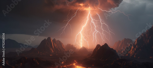 volcano eruption, mountain, lightning, disaster 21