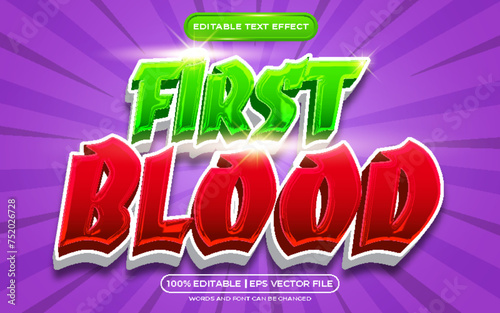 First blood editable text effect comic text style